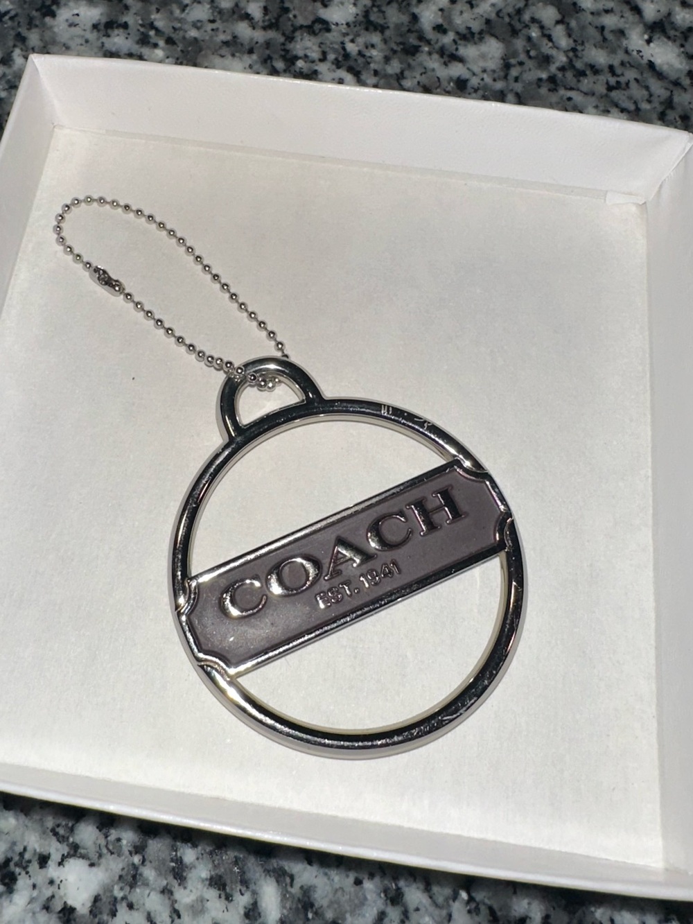 Y2K Coach Est. 1941 Silver Round Metal Medallion Bag Charm- Espresso Colored - Picture 2 of 4